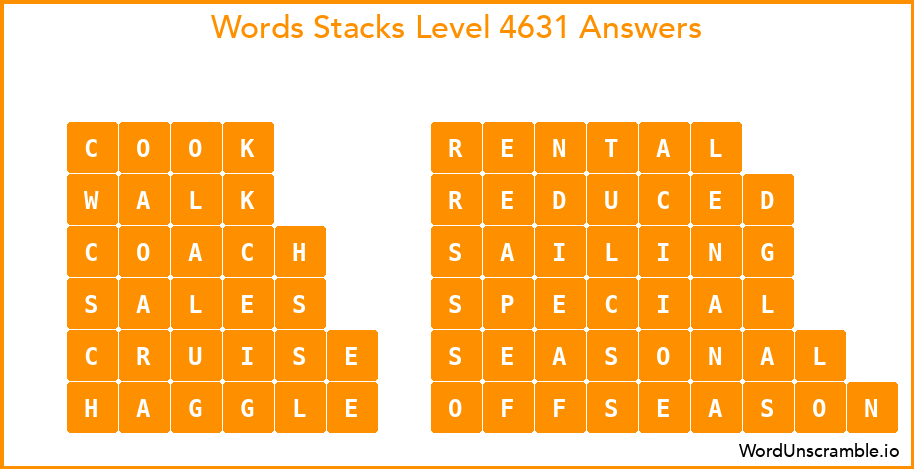Word Stacks Level 4631 Answers