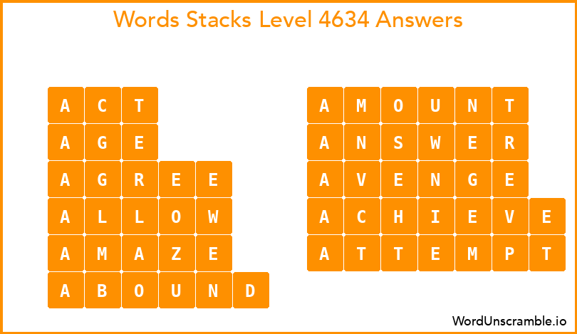 Word Stacks Level 4634 Answers