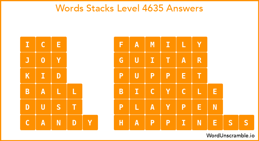 Word Stacks Level 4635 Answers