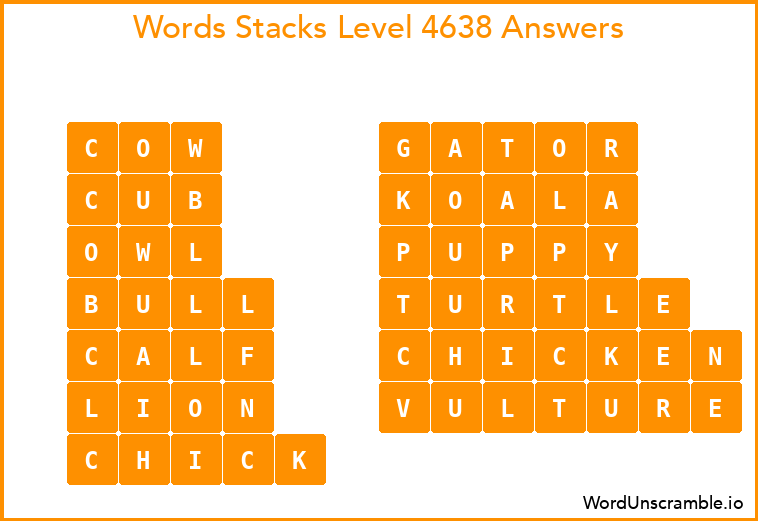 Word Stacks Level 4638 Answers