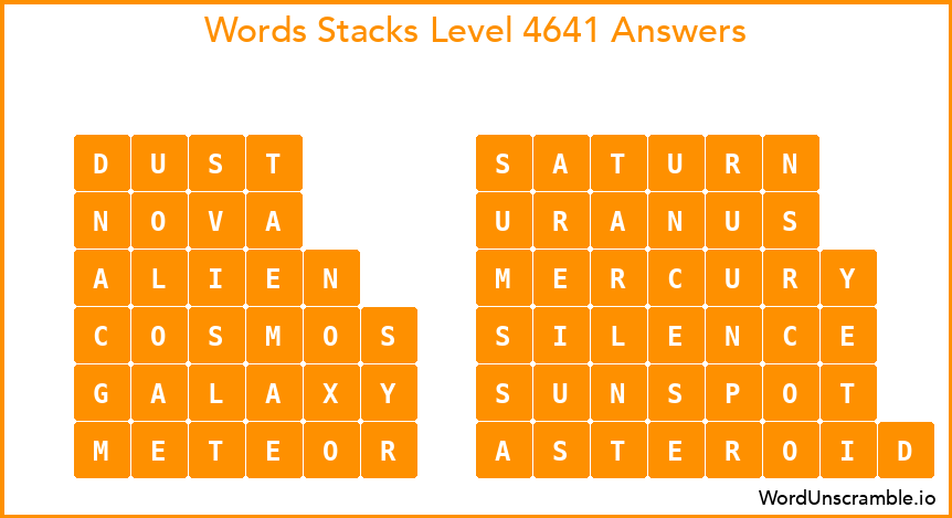 Word Stacks Level 4641 Answers