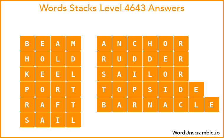 Word Stacks Level 4643 Answers