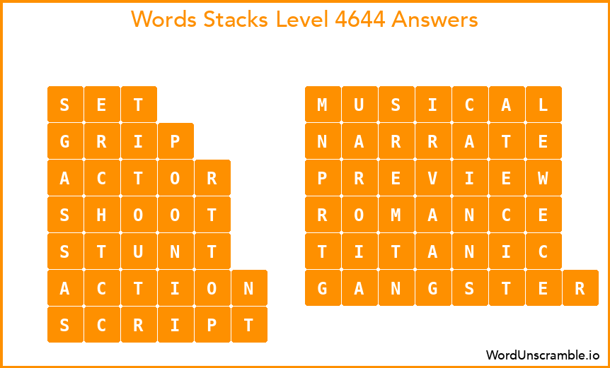 Word Stacks Level 4644 Answers