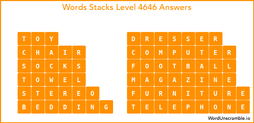 Word Stacks Level 4646 Answers