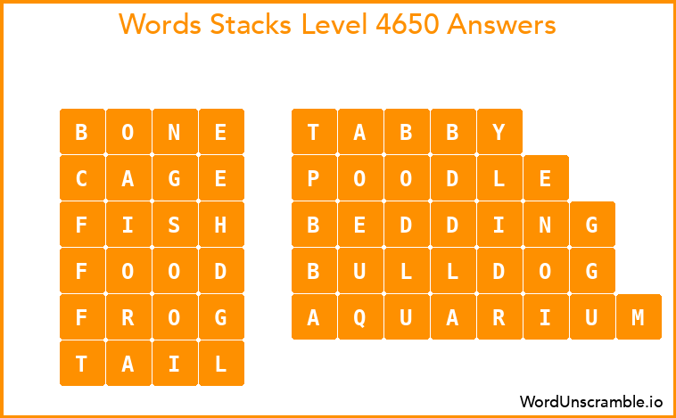 Word Stacks Level 4650 Answers