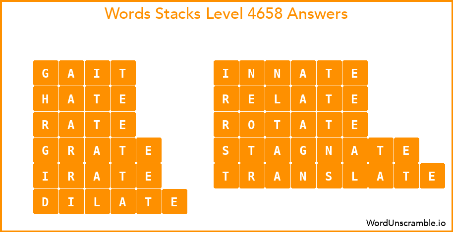 Word Stacks Level 4658 Answers
