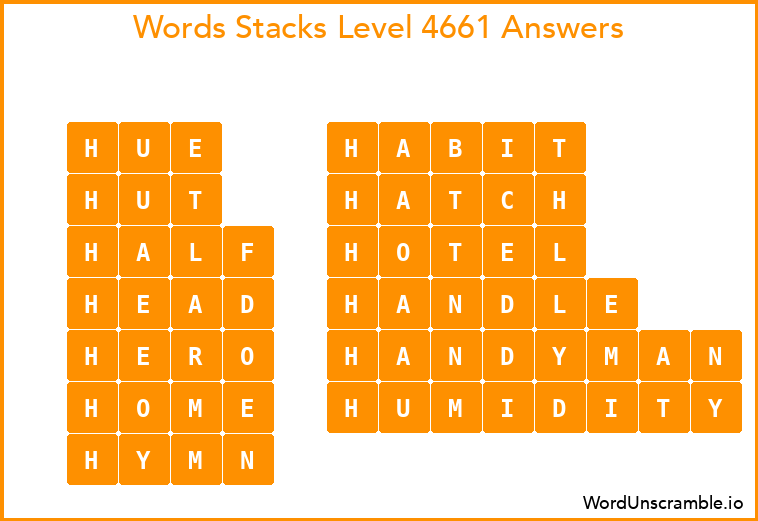 Word Stacks Level 4661 Answers