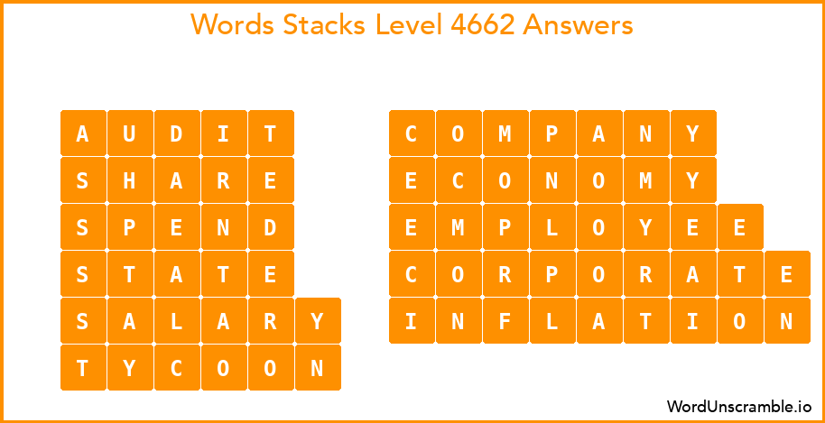Word Stacks Level 4662 Answers
