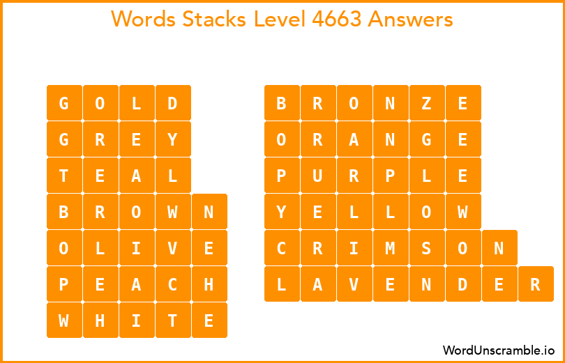 Word Stacks Level 4663 Answers