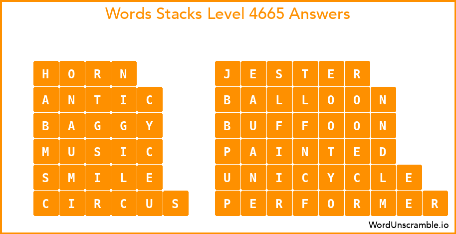 Word Stacks Level 4665 Answers