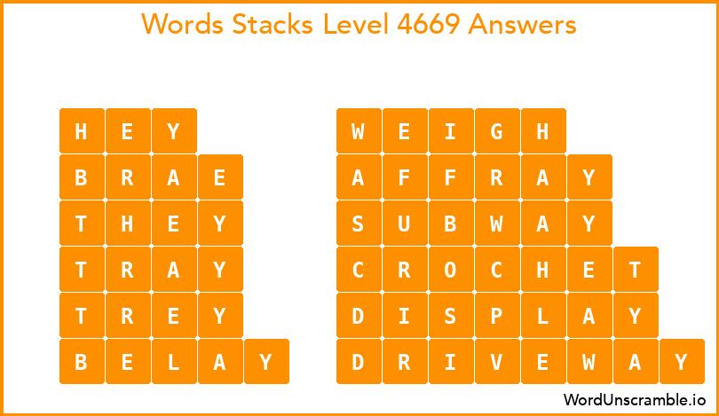 Word Stacks Level 4669 Answers