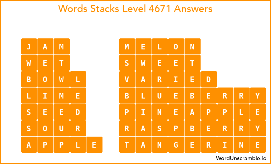 Word Stacks Level 4671 Answers