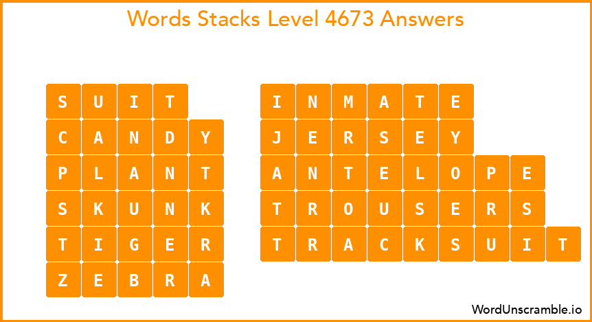 Word Stacks Level 4673 Answers
