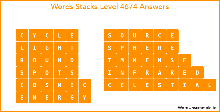 Word Stacks Level 4674 Answers