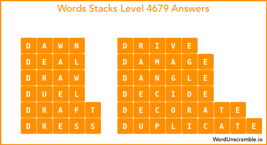 Word Stacks Level 4679 Answers