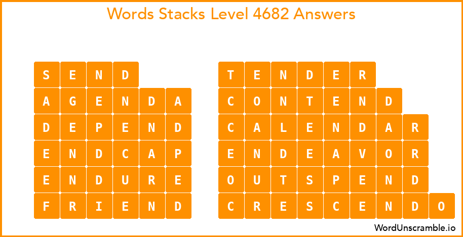 Word Stacks Level 4682 Answers