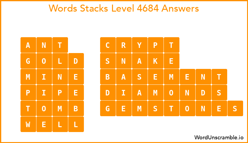 Word Stacks Level 4684 Answers