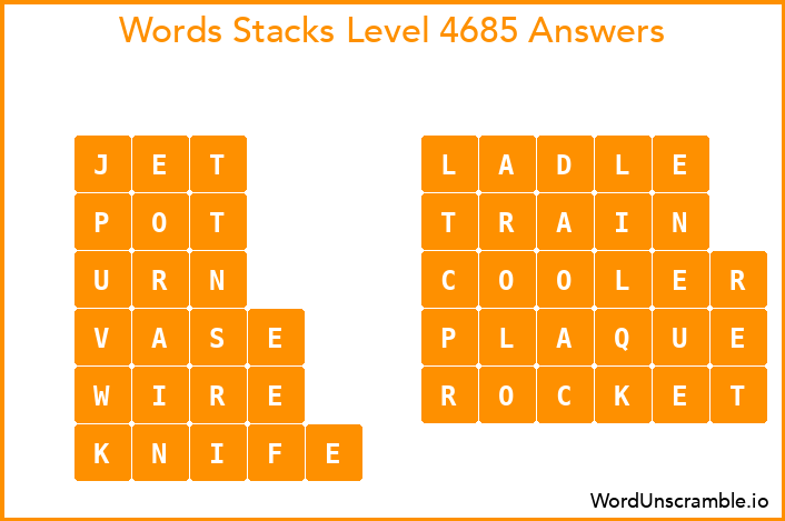 Word Stacks Level 4685 Answers