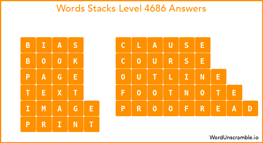 Word Stacks Level 4686 Answers