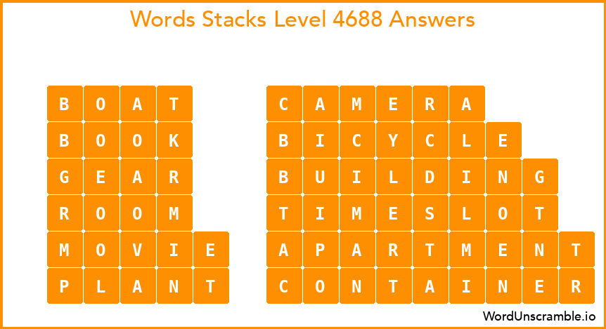 Word Stacks Level 4688 Answers