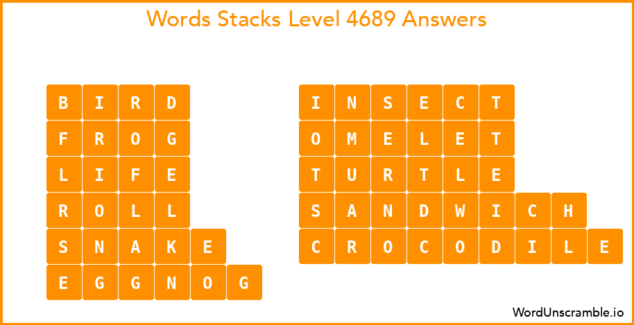 Word Stacks Level 4689 Answers