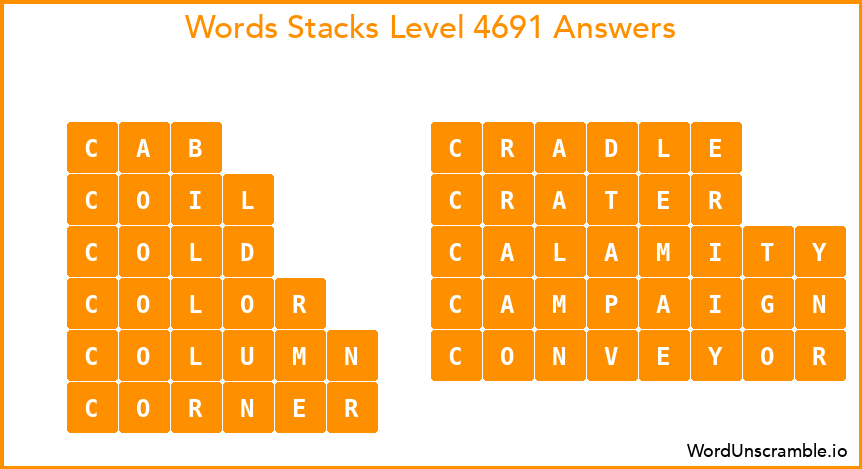 Word Stacks Level 4691 Answers