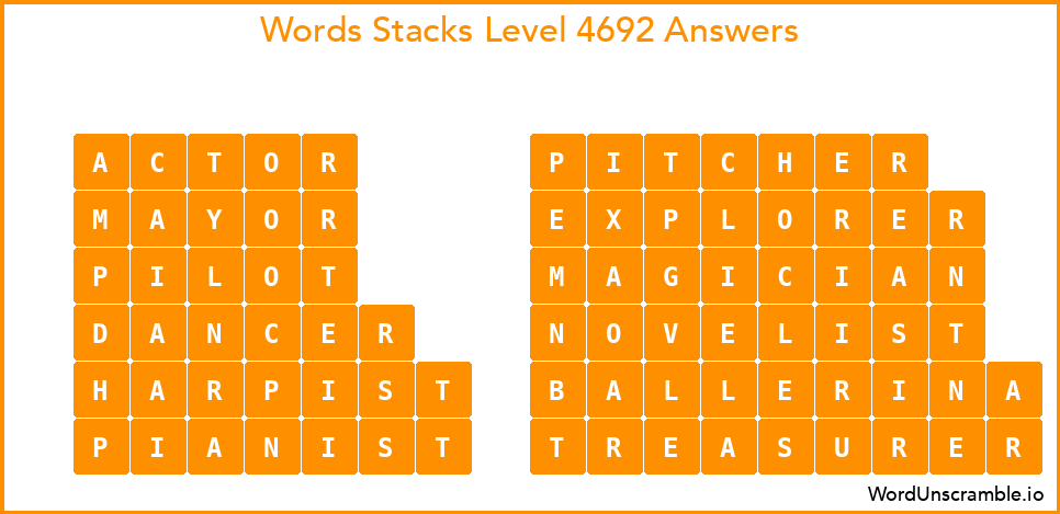 Word Stacks Level 4692 Answers