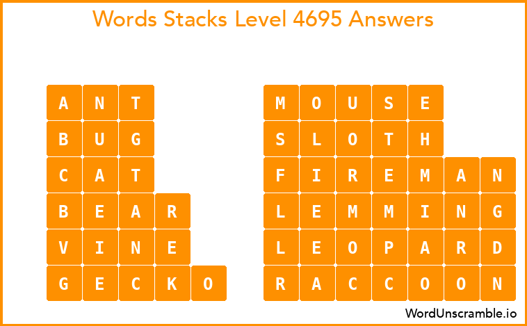 Word Stacks Level 4695 Answers