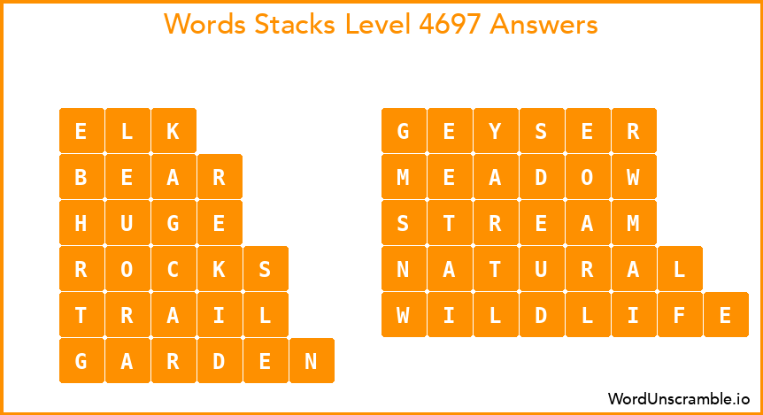 Word Stacks Level 4697 Answers