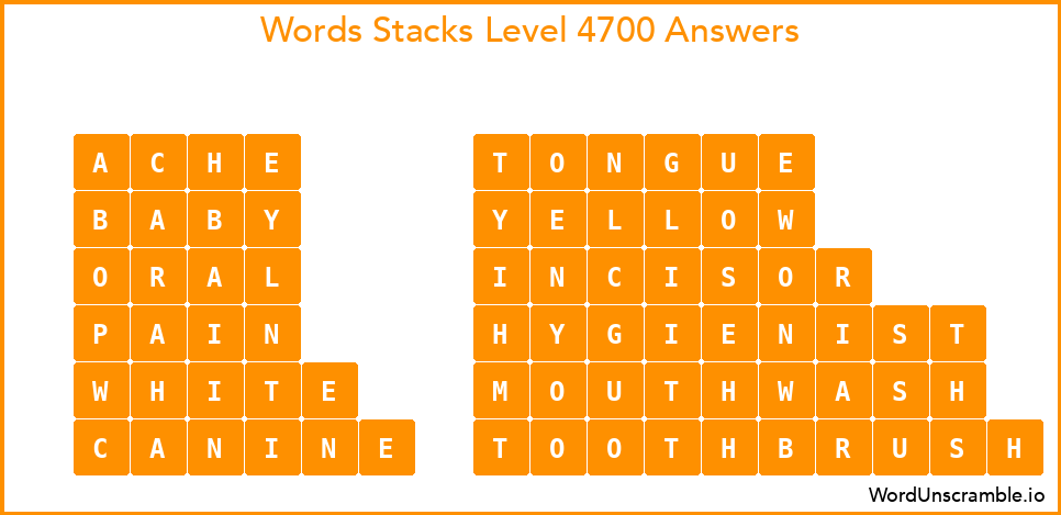 Word Stacks Level 4700 Answers