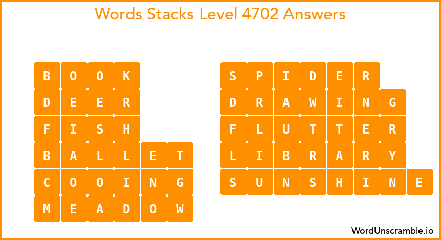Word Stacks Level 4702 Answers
