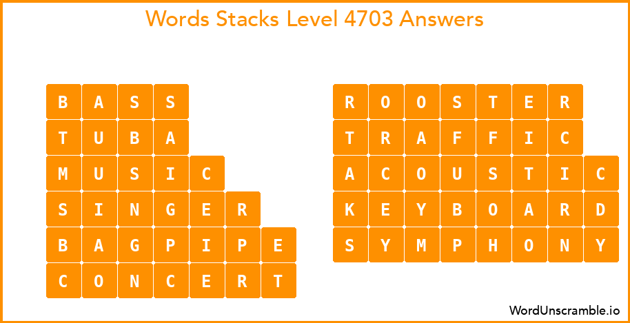 Word Stacks Level 4703 Answers