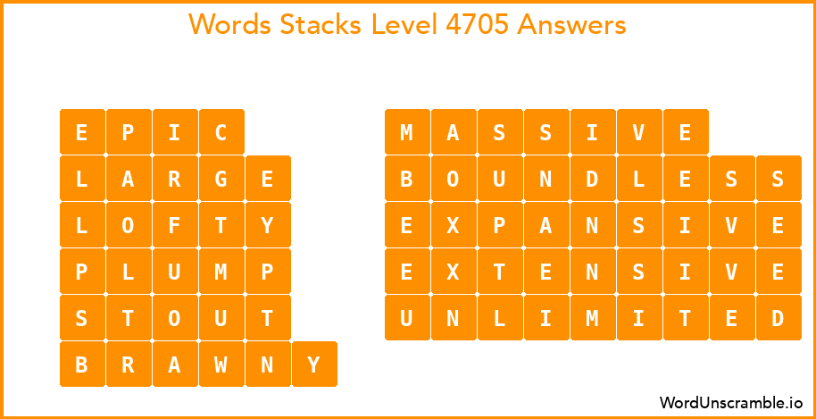 Word Stacks Level 4705 Answers