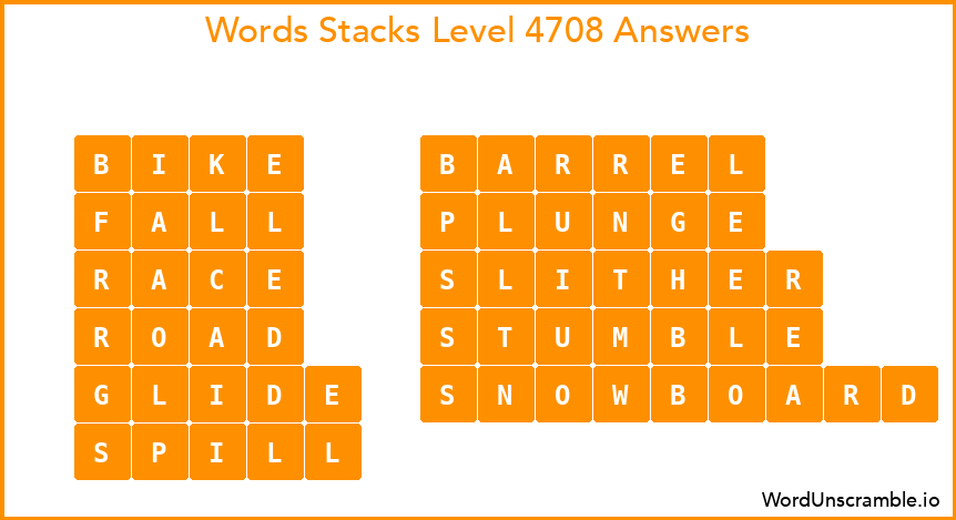 Word Stacks Level 4708 Answers