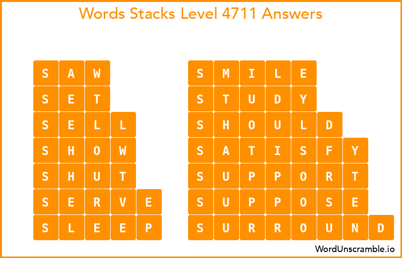 Word Stacks Level 4711 Answers