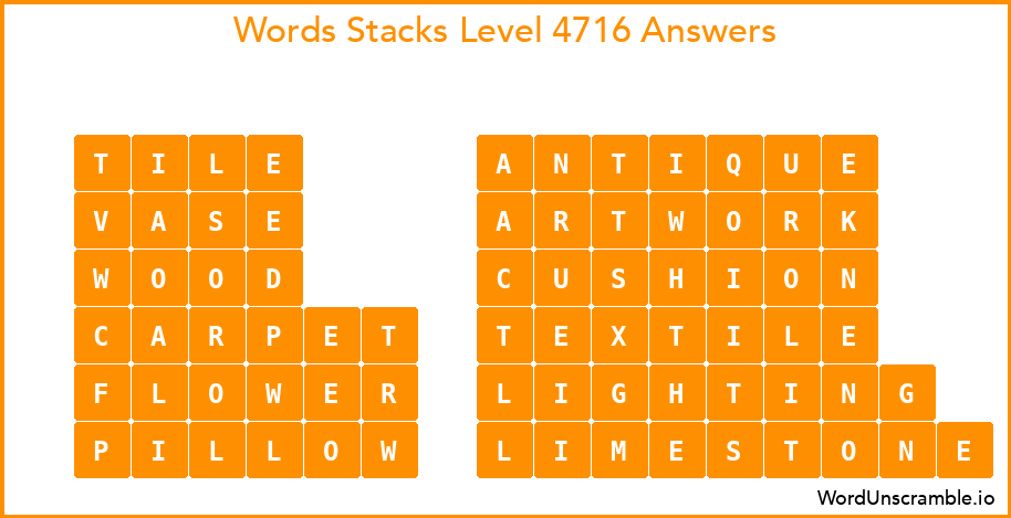 Word Stacks Level 4716 Answers