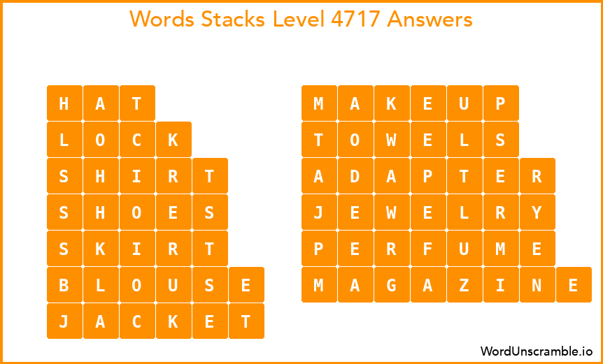 Word Stacks Level 4717 Answers