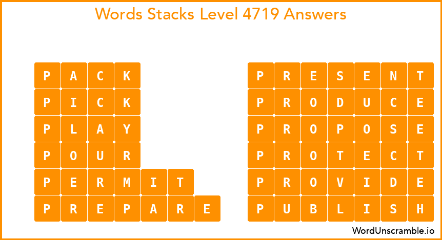 Word Stacks Level 4719 Answers