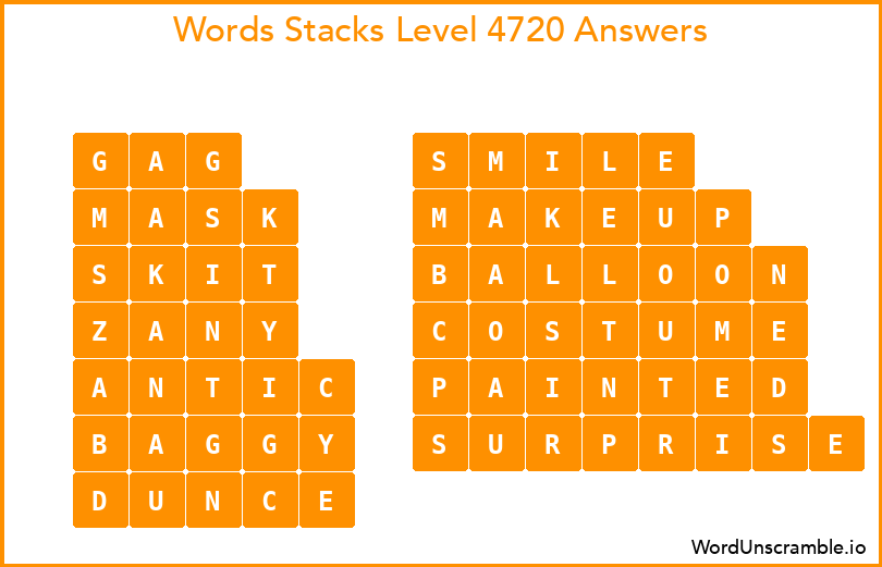 Word Stacks Level 4720 Answers