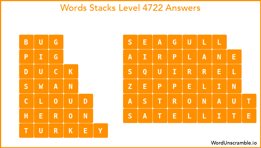 Word Stacks Level 4722 Answers
