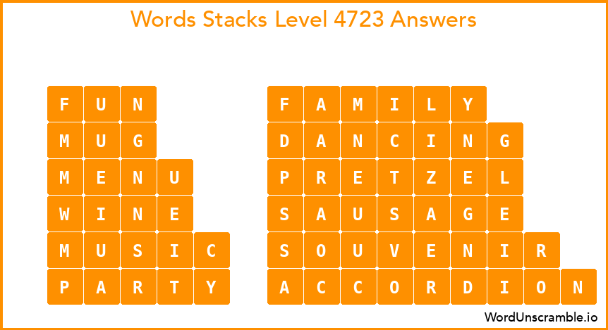 Word Stacks Level 4723 Answers