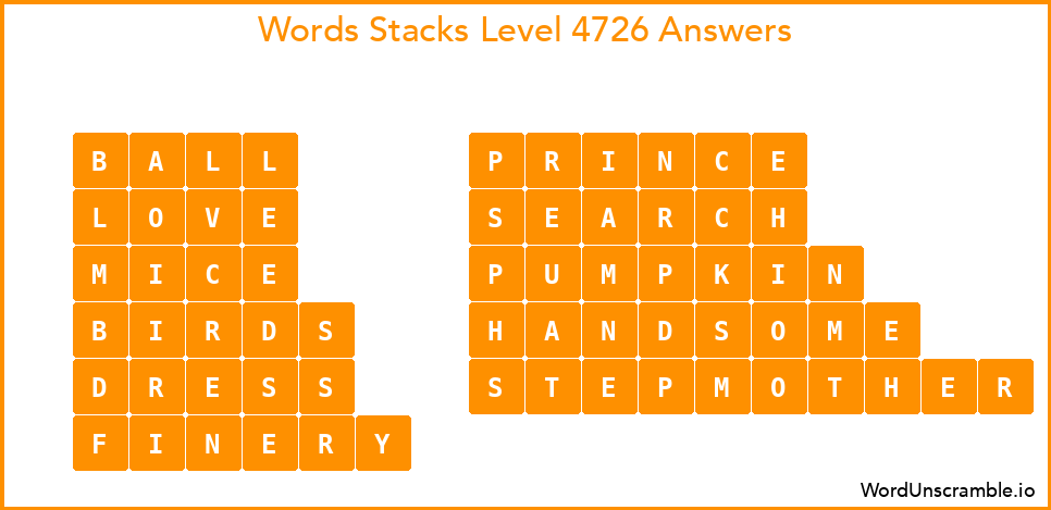 Word Stacks Level 4726 Answers