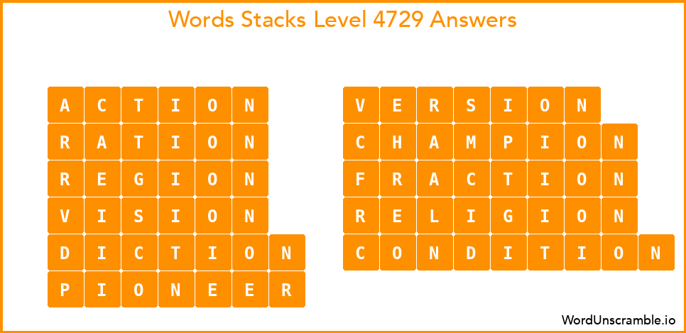 Word Stacks Level 4729 Answers