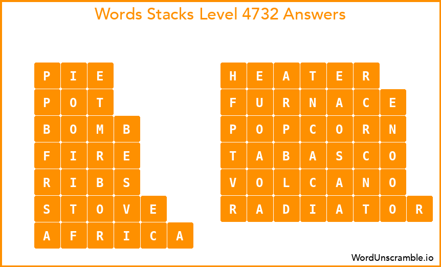 Word Stacks Level 4732 Answers