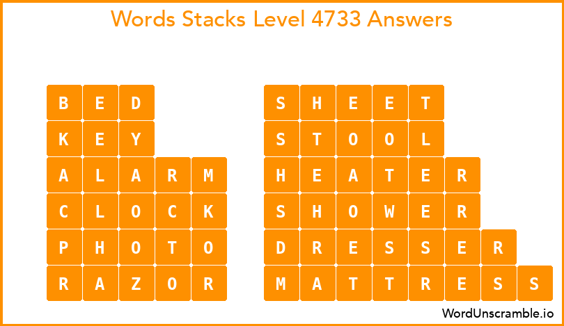 Word Stacks Level 4733 Answers