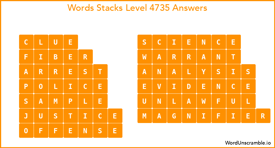 Word Stacks Level 4735 Answers