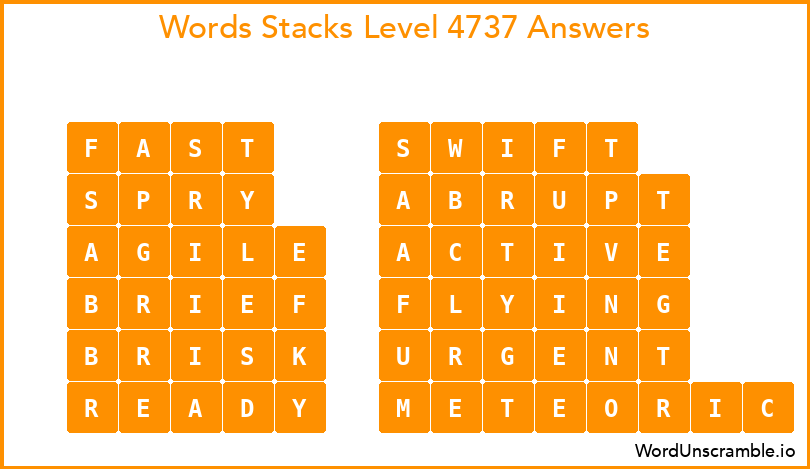Word Stacks Level 4737 Answers