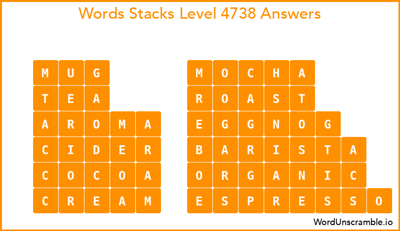 Word Stacks Level 4738 Answers