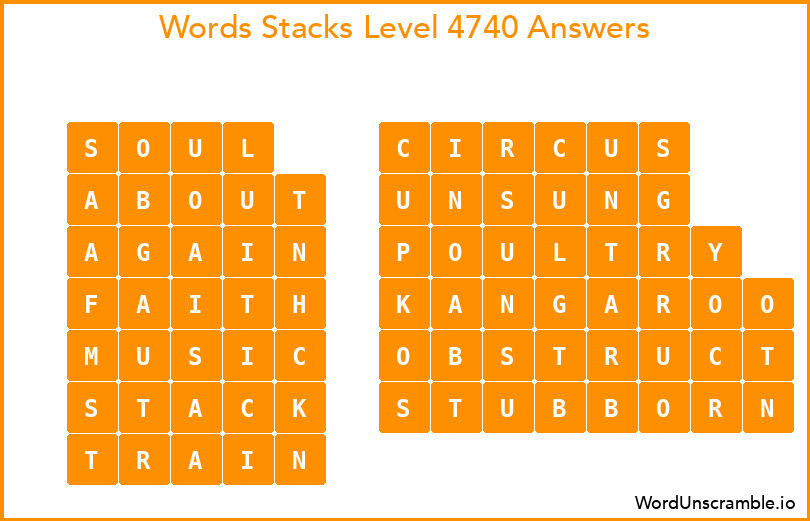 Word Stacks Level 4740 Answers