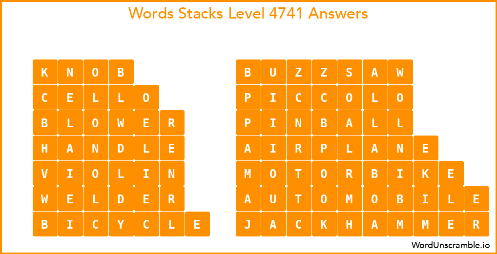 Word Stacks Level 4741 Answers